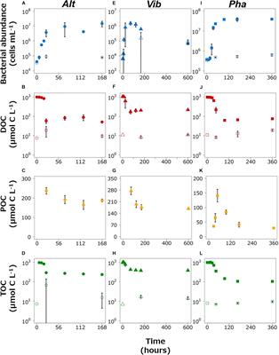 Evaluation of the Production of Dissolved Organic Matter by Three Marine Bacterial Strains